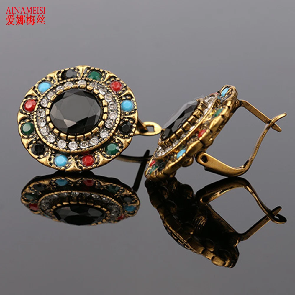 

AINAMEISI Antique Jewelry New Fashion Party Dresses Bohemia Style Enamel Beads Statement Clip Earrings Vintage Jewelry for Women