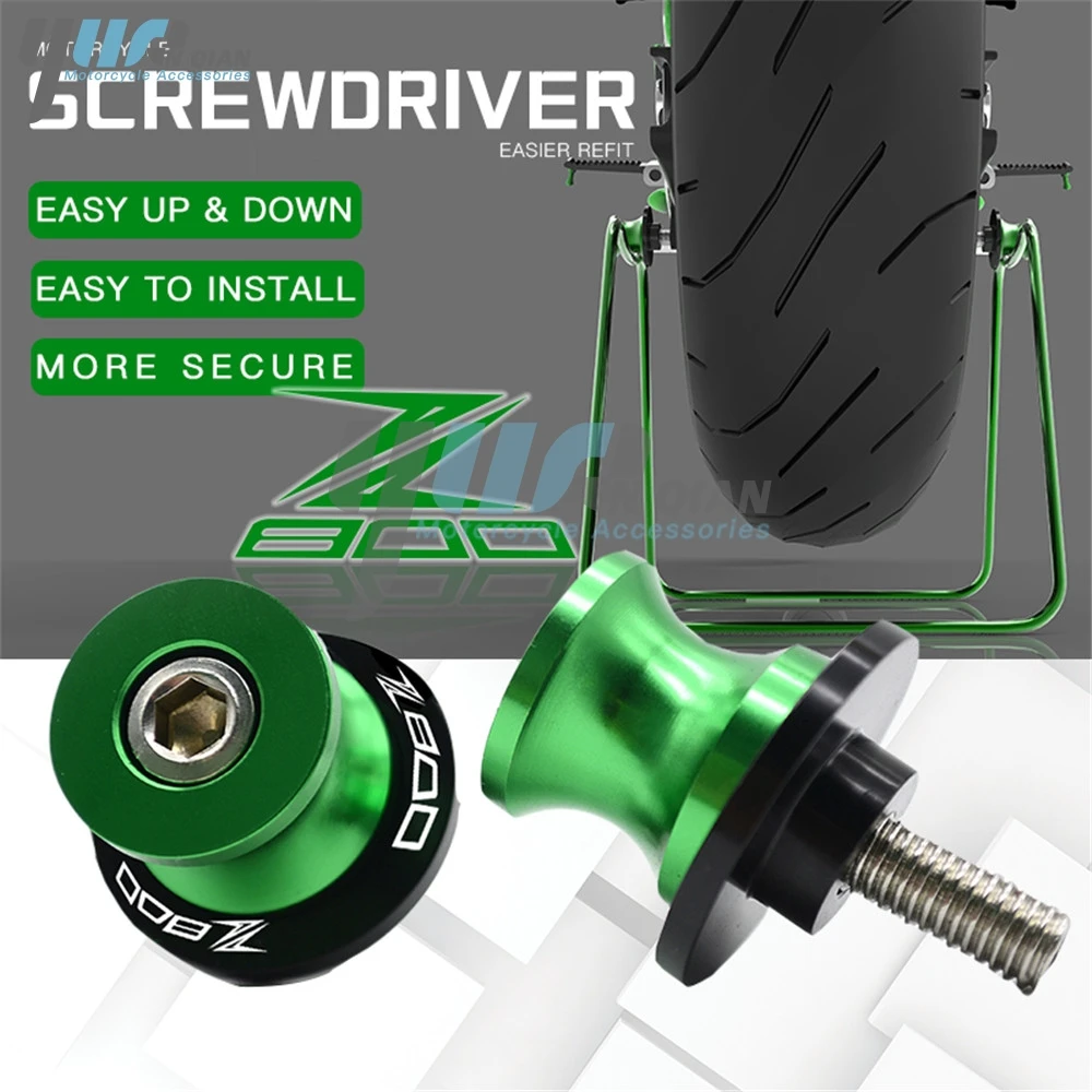 For kawasaki Z800 z800 ninja monster energy 2013-2017 2018 Green CNC Frame Stands Screws sliders Swingarm Spools Slider