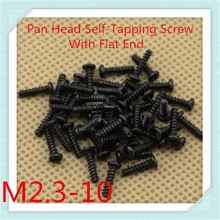 1000 ШТ./ЛОТ M2.3* 10 Сталь С Черным Полукруглой Головкой С Плоским Хвостом Креста Встраиваемые Саморез С Плоским конец