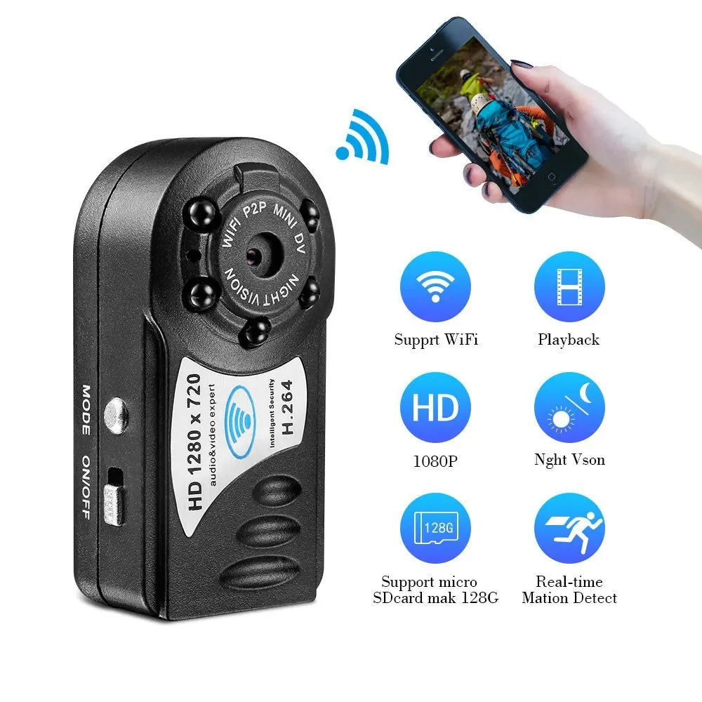 melhor HD Q7 мини Камера Wi Fi инфракрасного Ночное видение Малый Камера DV DVR Беспроводной IP Cam видеокамера Регистраторы Поддержка TF карты