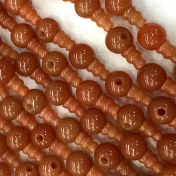 

Natural Genuine Orange Red Aventurine Jade Pagoda Tee Buddha Head Tibet Guru Beads Fit Jewelry DIY Necklaces (10 Beads/lot)