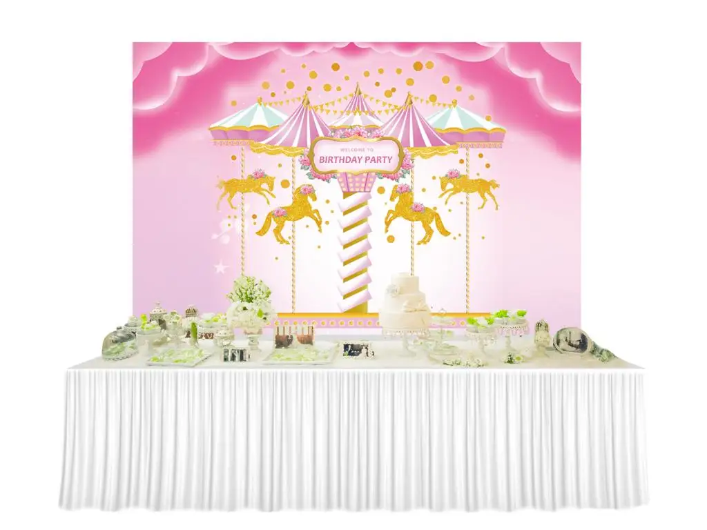 Photography Backdrop Birthday Party Decorations Circus Carousel