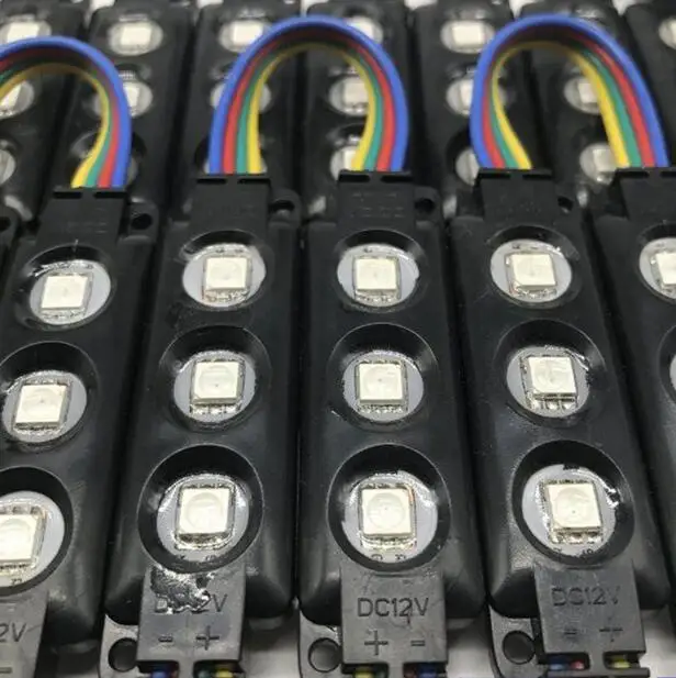 Высокое качество инъекции RGB светодиодный модуль SMD 5050 водонепроницаемый светодиодный рекламный светильник модуль RGB DC12V 0,72 W 3 светодиодный IP65