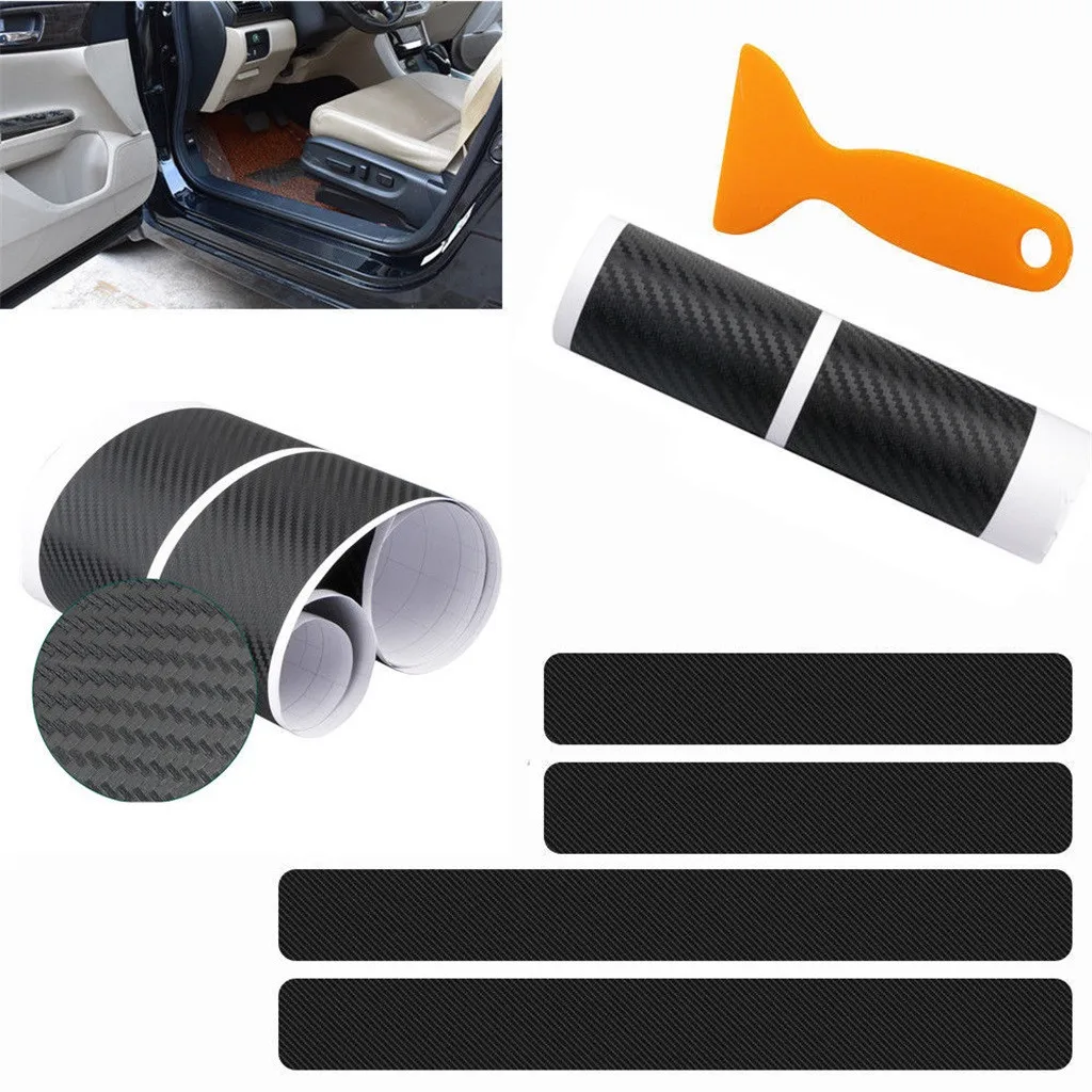 

3D 5D Car Door Threshold Crash Strip Carbon Fiber Sticker For Mercedes benz W204 W203 W211 AMG Mini cooper Skoda octavia