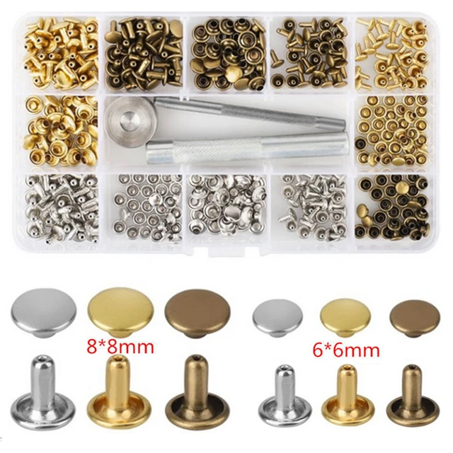 240 ensembles Rivets en cuir Rivets à double capuchon Rivet Tubular 4  couleurs 2 tailles Studs