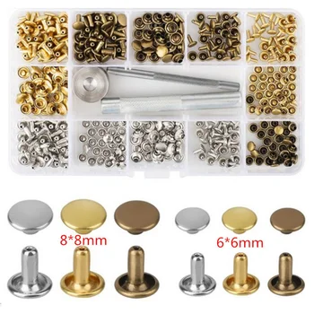 

180 Set Double Cap Rivets with 3PCS Fixing Tools for Jackets Belts Jeans Bags Clothing Fabric Leather Craft Accessories Tools