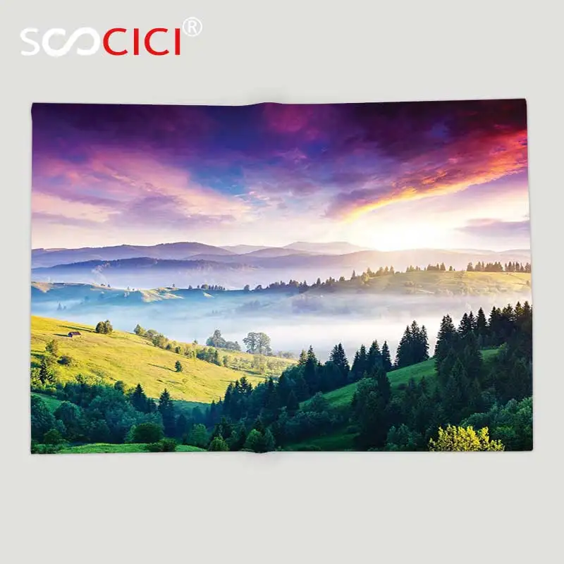 

Custom Soft Fleece Throw Blanket Europe Nature Decor Collection Majestic Carpathian Mountain in Ukraine Forest Landscape Image