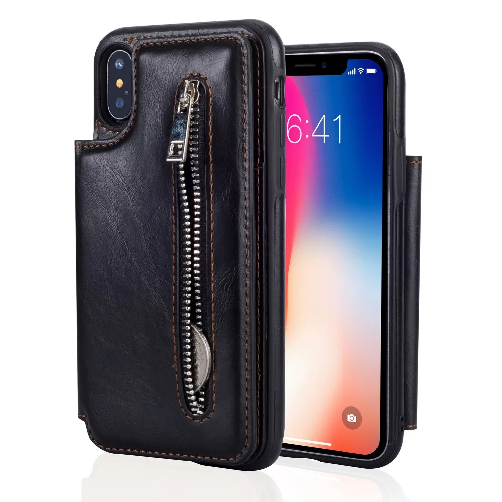 

Cover For iPhone Xs Xr Xs Max Case Business Stand Wallet Flip Leather Cases Card Holder Man Covers For iPhone 7 8 Plus 6 6S Case