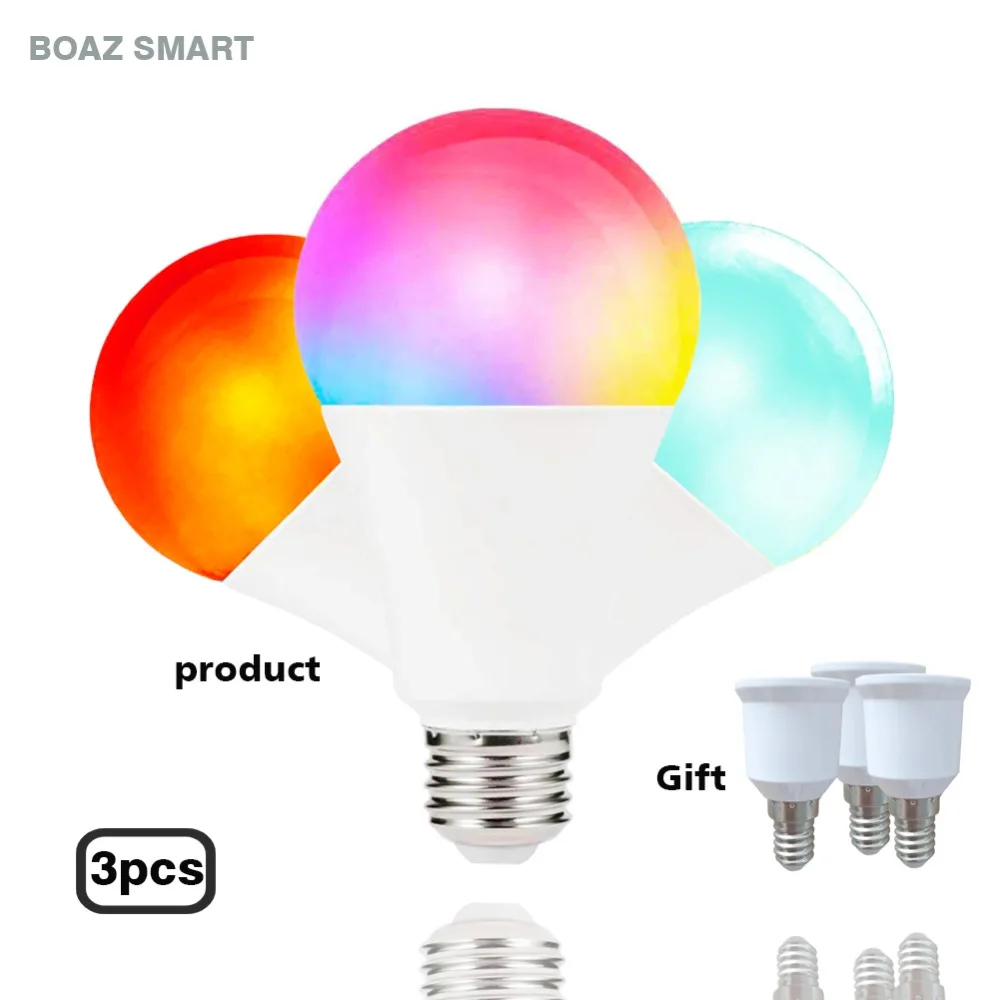 

Boaz-EC Smart Light Bulb,LED wifi lamp,Compatible with Alexa,Siri, Google Home ,Color Changing Dimmable E27 light buib(7W)3Pack