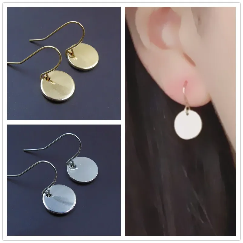 

EK956 New Fashion Small Wafer Coin Dangle Earing Gold Silver Mini Metal Round Circle Drop Earrings For Women Jewelry Pendientes