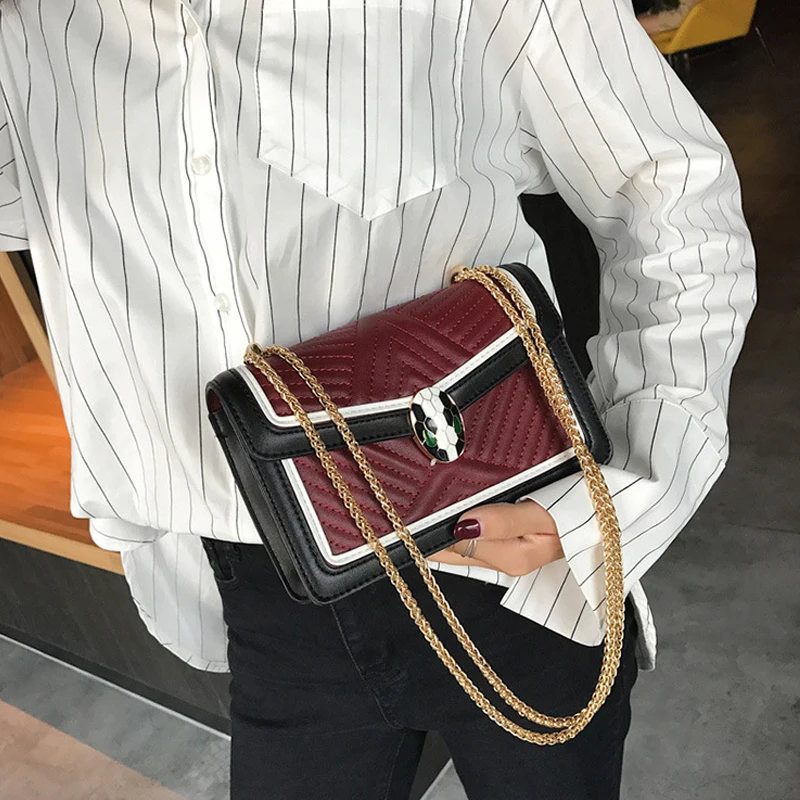 

2019 Summer New Color Contrast Small Square Bag Fashion Wild Single Shoulder Diagonal Simple Handbag