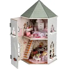 Love Castle DIY Wooden Dollhouse Miniature With Light And Furniture Kits font b Toy b font