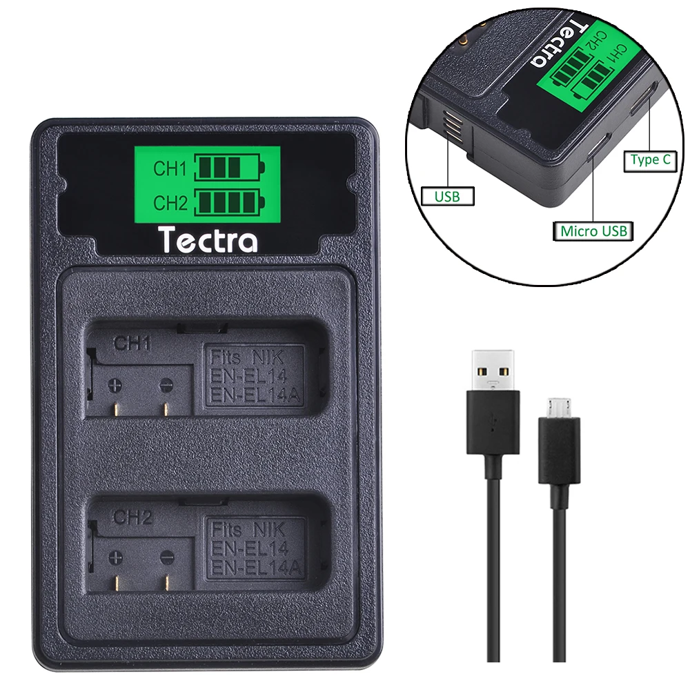 Günstige 2 PCS 1500 mAh EN EL14A EN EL14 ENEL14 Batterie + LCD Ladegerät für Nikon D3100 D3200 D3300 D3400 D3500 D5600 D5100 d5200 P7000