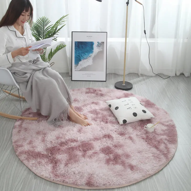 Nordic round carpet tie-dye living room coffee table blanket bedroom bedside mat computer chair yoga rug