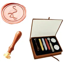 Пользовательские Фламинго изображение логотипа свадебные приглашения Воск уплотнительное штамп подарочная коробка комплект