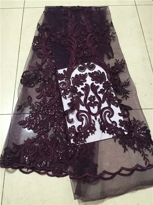 

2018 fashion new design wine red high quality African lace wedding dress, wholesale bright lace fabric(CD-0-18