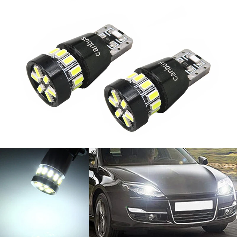 

2x Canbus Car 3014 SMD T10 LED W5W Projector Lens Auto Lamp Light Bulbs for renault megane 2 duster logan clio laguna 2 Koleos