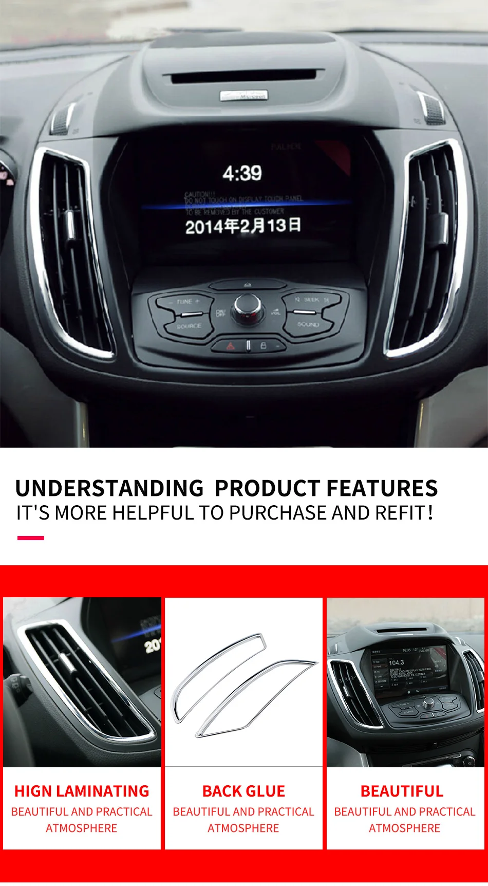 Мой хороший автомобиль Хромированный передний кондиционер Вентиляционное покрытие круг декоративные блестки отделка наклейка для Ford Kuga Escape 2013