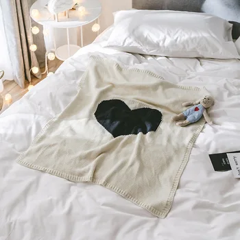 

105x85cm 100% cotton heart style dobby knitted blanket kids thread blanket throw swaddle baby nap cover kids