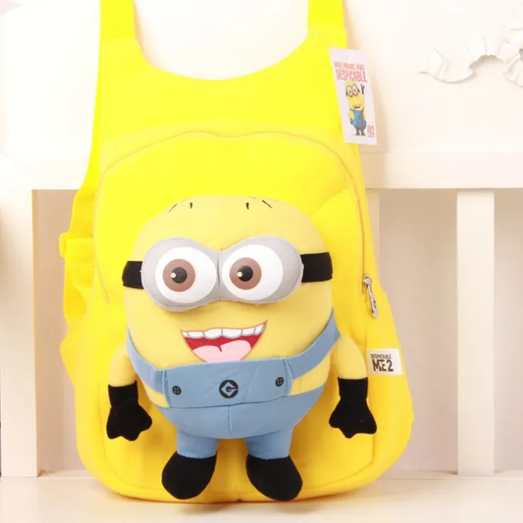 children's backpack Cute 3D eyes Despicable Me Minion Plush Backpack