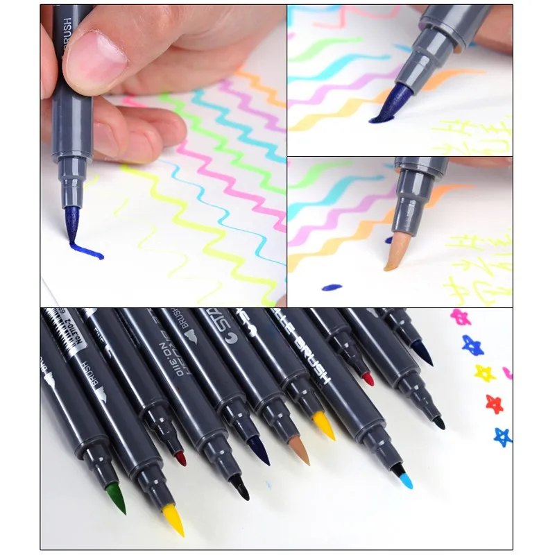 STA 12 Цветов комплект артистическая Расчёска комплект ручки, маркеры для рисования чернила на водной основе Twin Tip для графический Рисунок