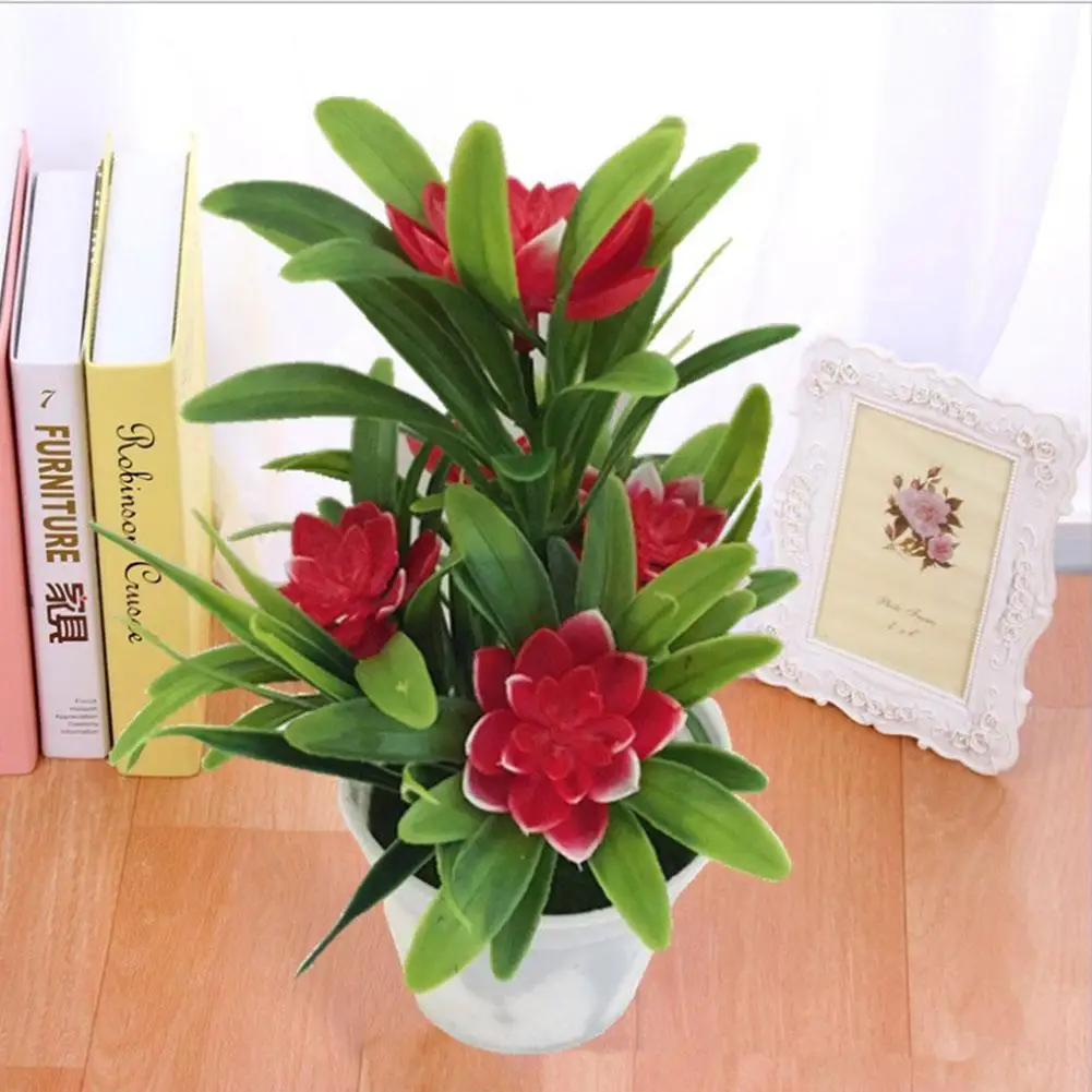 AUGKUN Горшечное растение бонсай искусственный цветок с 5 маленький Лотос для сцены, сада, свадьбы, дома, вечерние реквизиты для декора, искусственные растения