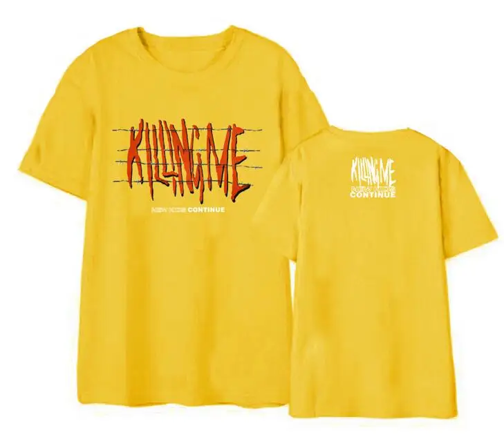 Kpop ikon/Новинка; детская футболка с короткими рукавами и круглым вырезом, с принтом "The killing me" модная летняя футболка унисекс - Цвет: 9