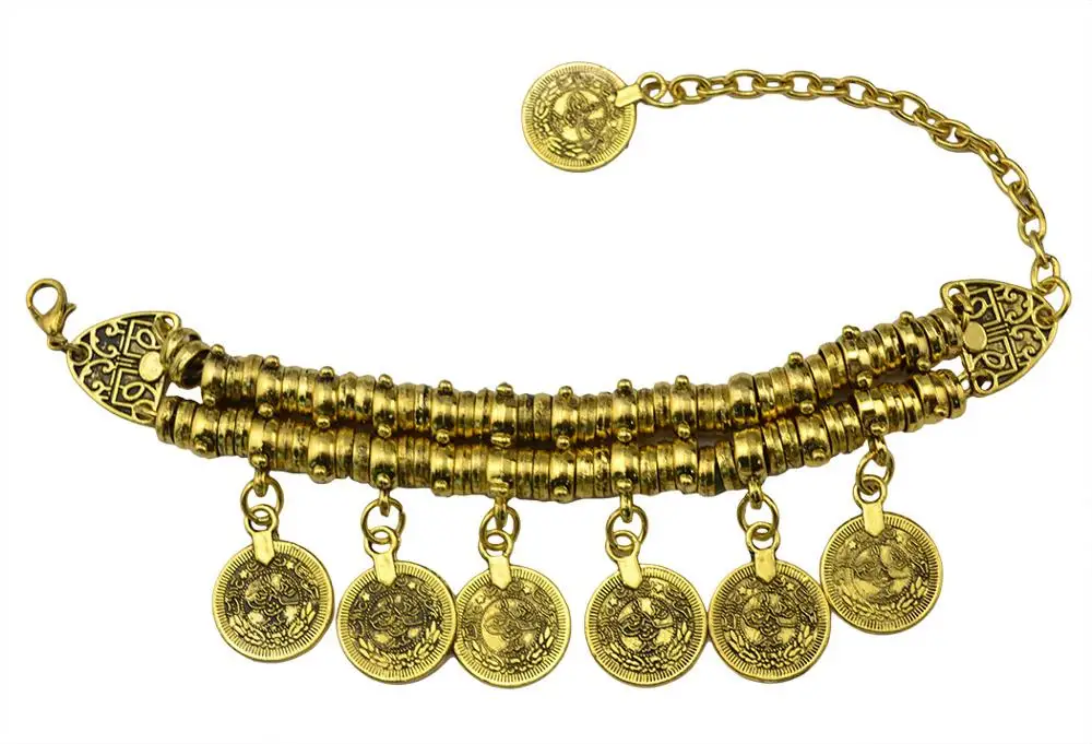 Цыганский турецкий Бохо античный серебряный красный, зеленый камень колье ожерелье с монеткой кисточкой Этническая монета заявление ожерелье браслет наборы - Окраска металла: G