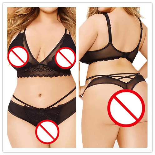 Lady Lace Sexy Erotic Lingerie Set Fashion Women Babydoll Sleepwear Nightwear Underwear Black Color