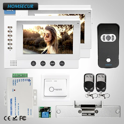 

HOMSECUR 7" Wired Hands-free Video Door Entry Phone Call System+Black Camera :TC021-B Camera(Black)+ TM701R-W Monitor(White)