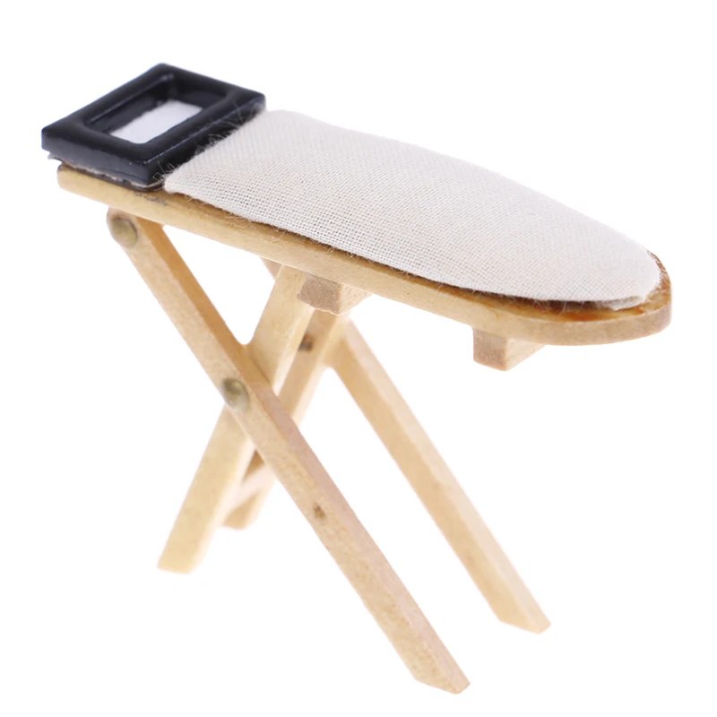 

New 1: 12 Dollhouse Miniature Ironing Board without Iron Doll House Furniture Dollhouse Room Decoration Children Girls Toy Gift