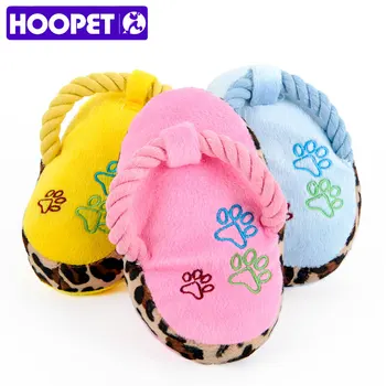 

HOOPET Dogs Toy Pet Blue Puppy Chew Play Cute Plush Slipper Shape Squeaky Supplies Factory Direct