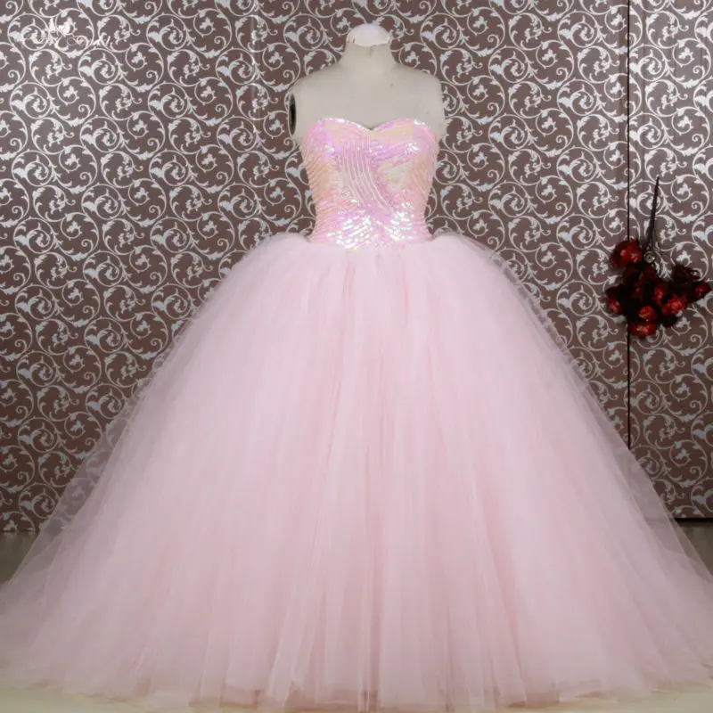 Недорогие длинные блестящие розовые платья для девушек RSE653 2016|pink quinceanera dresses|light