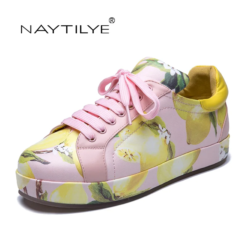 

Flats shoes woman PU leather Summer lace-up shoes White Pink lemon shoes 36-40 Free shipping NAYTILYE