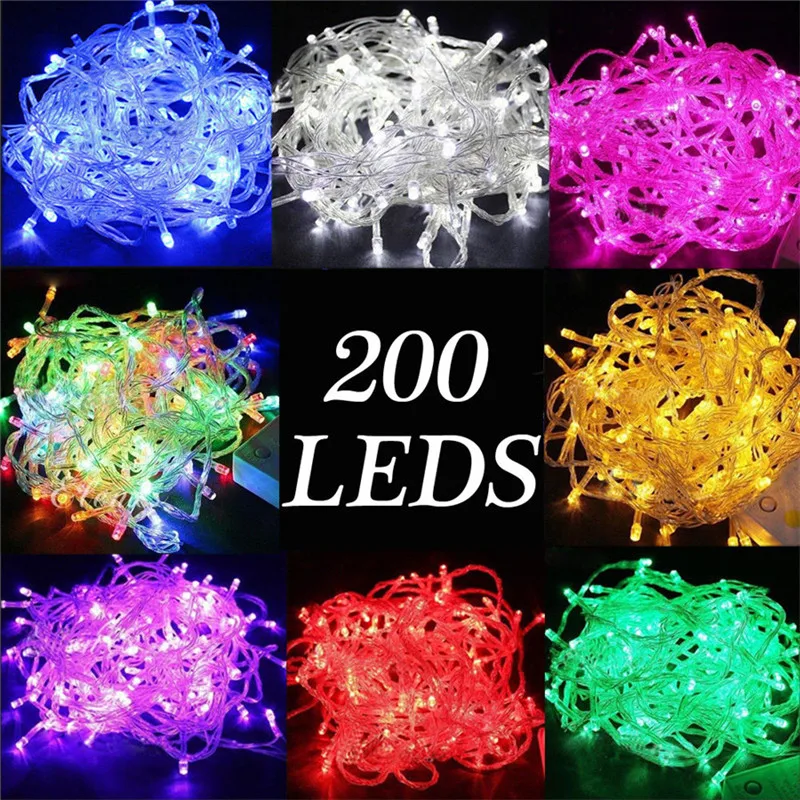 

String Light 200LED 20M Christmas/Wedding/Party Decoration Lights garland AC 110V 220V outdoor Waterproof led lamp 9 Colors led