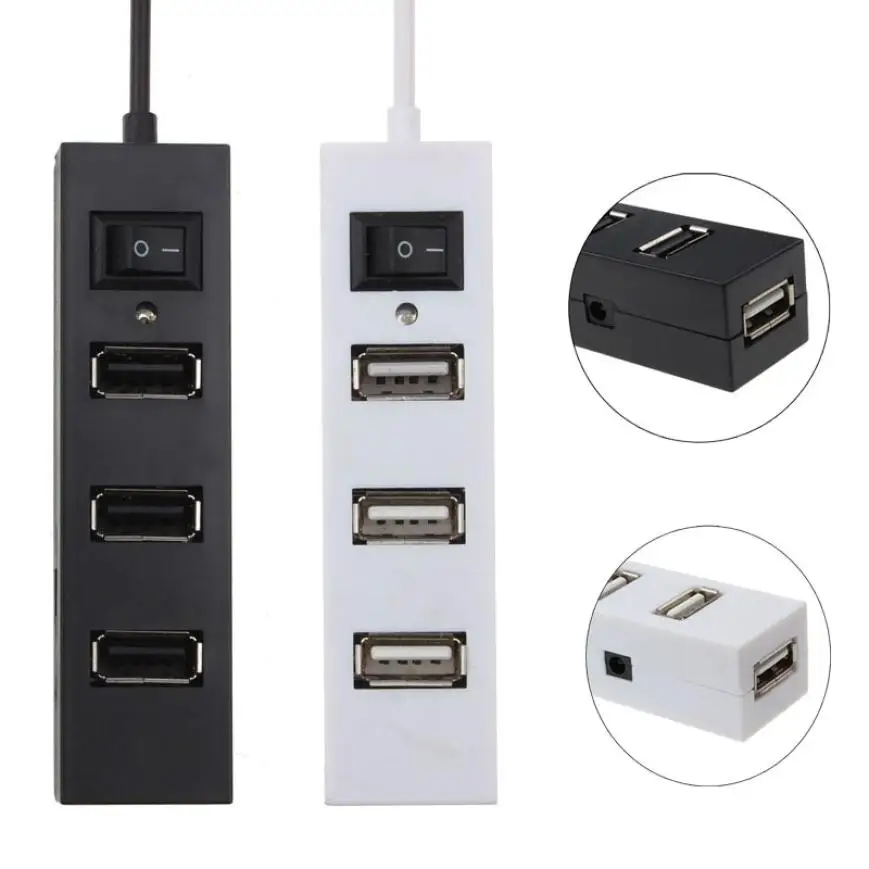

Best Price LED High Speed 4 ports USB hub USB 2.0 Hub With On/off Power Switch For PC Laptop Computer Windows for Mac OS 2.2