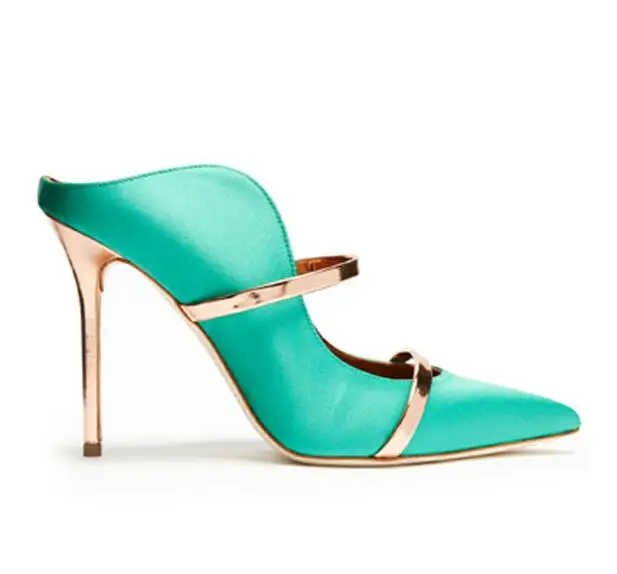 Carollabelly/пикантные женские туфли-лодочки с ремешком и острым носком; свадебные модельные туфли на высоком каблуке 10 см; женские сандалии-гладиаторы на шпильке - Цвет: silk green