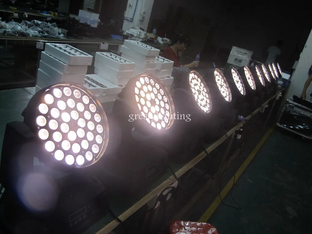 Clube do Partido 2 Pçs e lote Free Grátis 36 Pcs Rgbway Led Moving Head Wash Iluminação Cénica dj Móvel Zoom Cabeça Luz 6 Cor Mudar Salão 9 Dj Móvel Zoom Cabeça Luz 6 Cor Mudar Salão Clube Do Partido