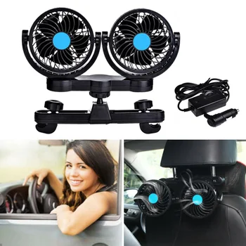 

2019 Car Rear Seat Headrest Fan 360 Degree Rotatable 12V Dual Head Vehicle Fan CSL88