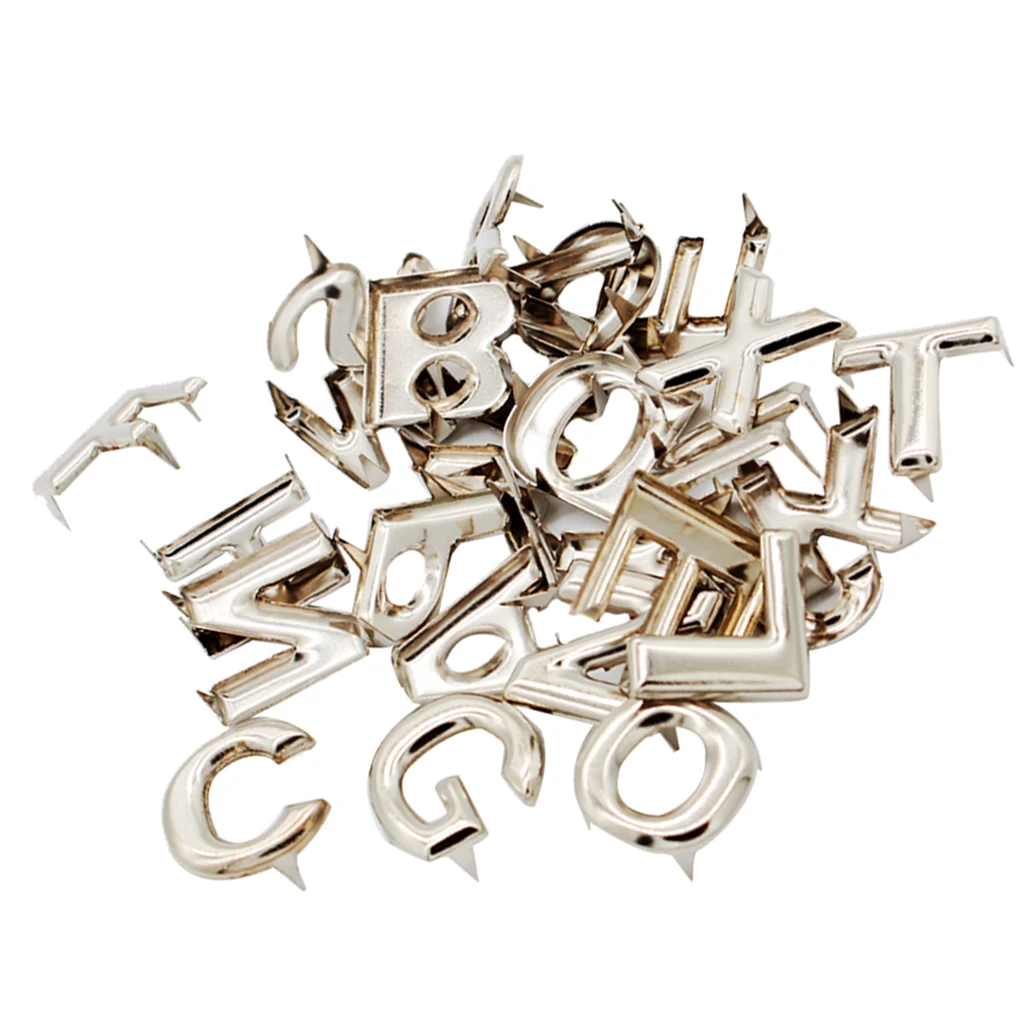 72Pcs English Alphabet A-Z Metal Rivets Claw Studs for Bag Belt Leathercraft Rivets