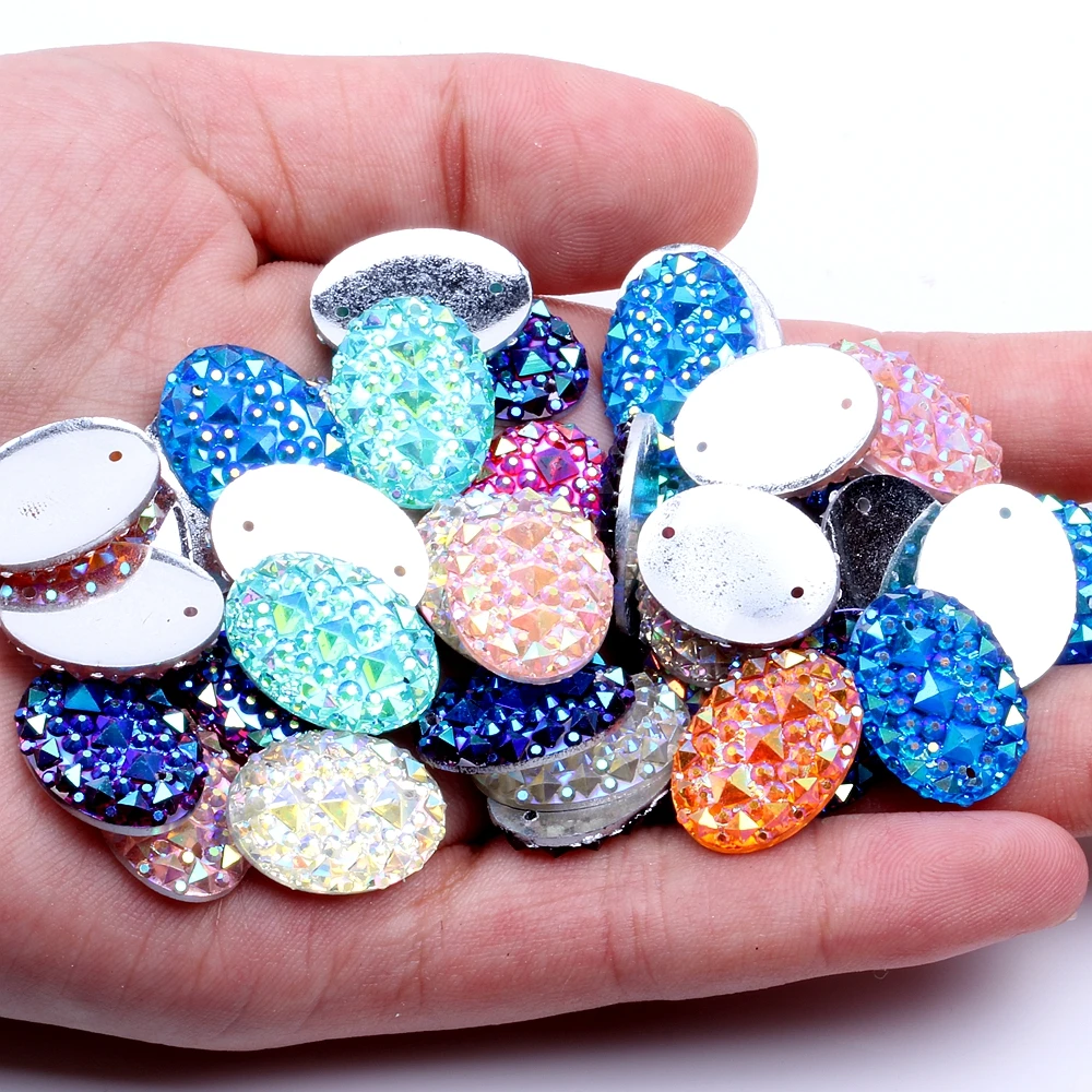 Buy Oval Shape Resin Rhinestones 13x18mm 40pcs