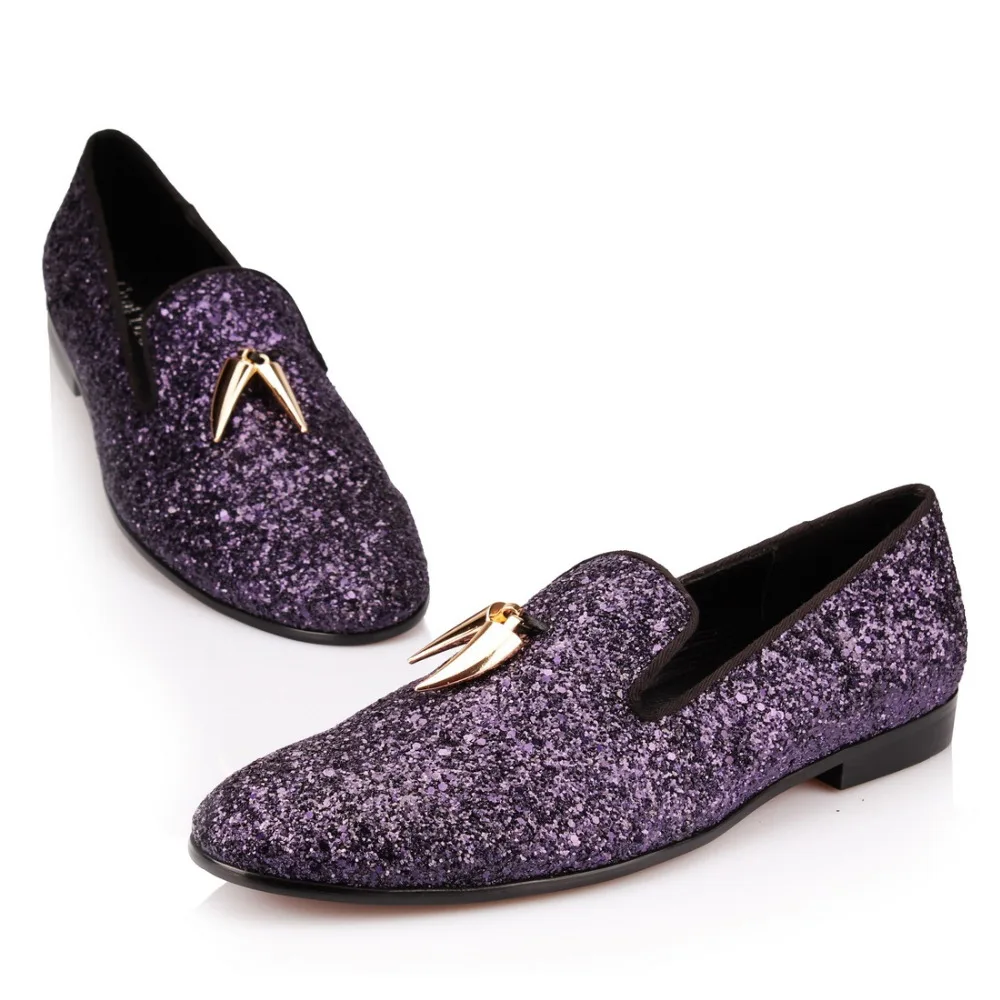 Purple Gold Glistening Glitter Loafers (3)