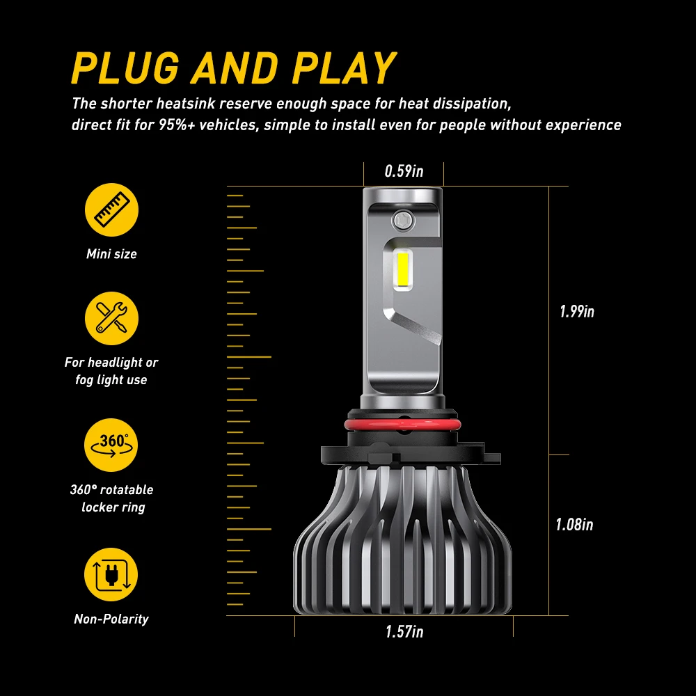 AUXITO H7 светодиодный H11 Светодиодный светильник H4 9005 9006 9012 автомобильный головной светильник противотуманные лампы 12 В для hyundai Tucson Creta Kona IX35 Solaris Accent