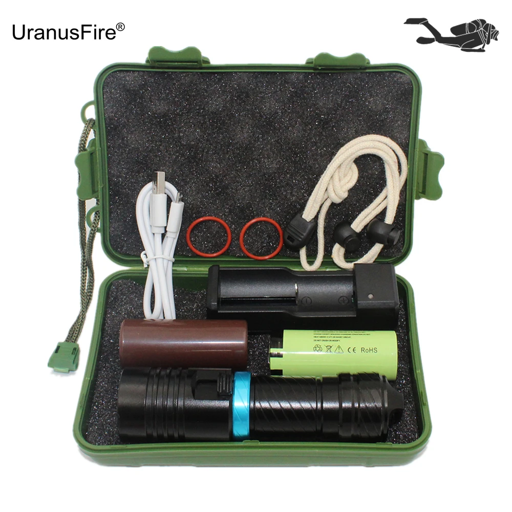 

Underwater Diving Flashlight XM-L2 LED Torch Lamp White Light Waterproof Lanterna