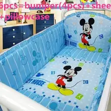 Промо-акция! 6 шт. Комплект постельного белья с рисунком для малышей, бортики для кроватки, детская кроватка, комплект включает(бамперы+ простыня+ наволочка
