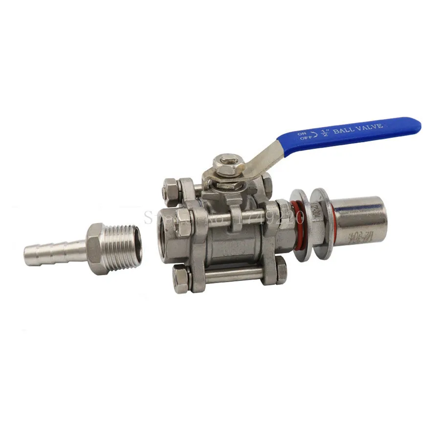 

Home Brew Weldless Boil Kettle Ball Valve With 1/2" Hose Barb Pipe, 3 Piece Ball Valve, Homebrew hardware