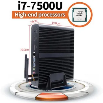 

2017 New 7th Gen Fanless Mini PC Core i7 7500u Max 3.5GHz Intel HD Graphics 620 Barebone Mini Computer HTPC Windows 10, Linux