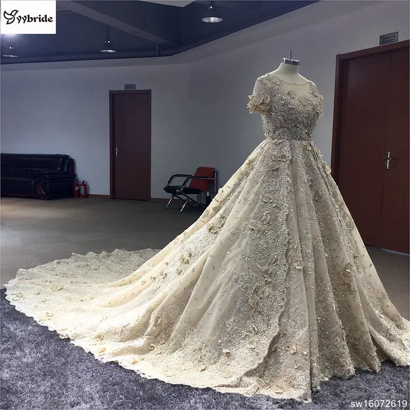 Кружевные платья yybride цвета шампанского с открытой спиной и бисером эстетичное