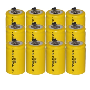 

12PCS Sub C 4/5SC 1.2V rechargeable battery 1800mah ni-mh nimh cell with welding legs pins tab for vacuum cleaner electric drill