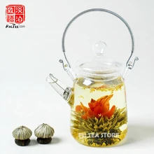 1 шт. термостойкий стеклянный чайник+ 9 шт. различных цветов чая без капель стекла ручной работы чайник